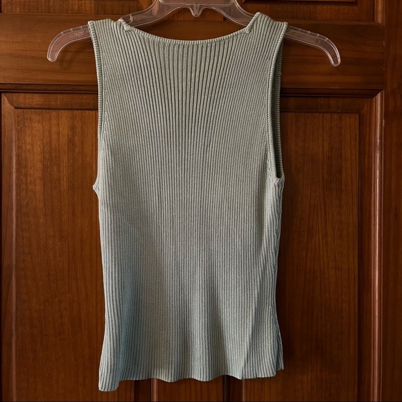 Women's Ribbed Knit Tank Top S Pistachio Green Sequin Stretch - Picture 4 of 4